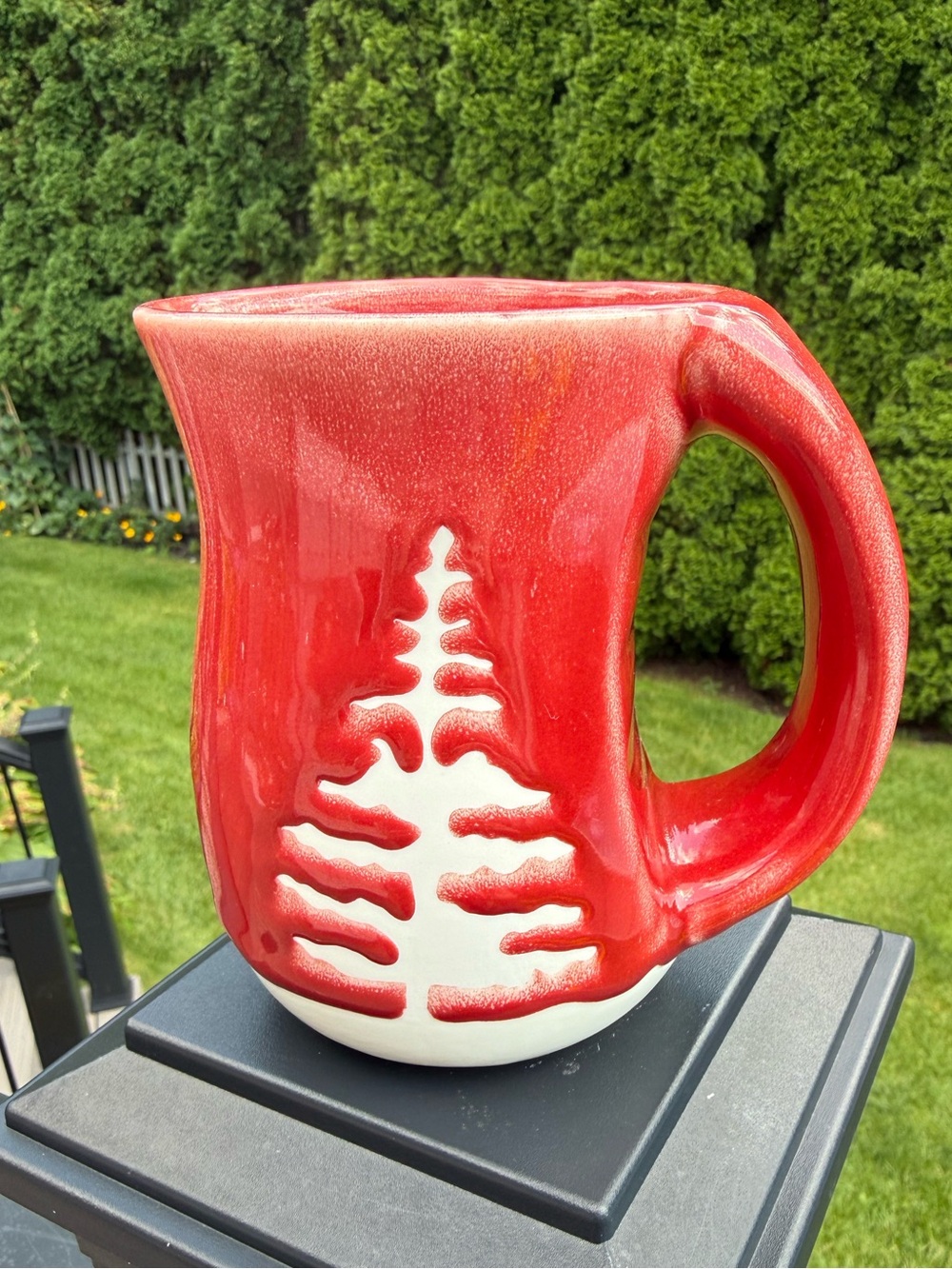 Red & Cream Raised Christmas Tree Coffee/Tea Mug